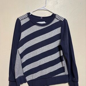Champion Women's Striped Navy and Gray Sweater